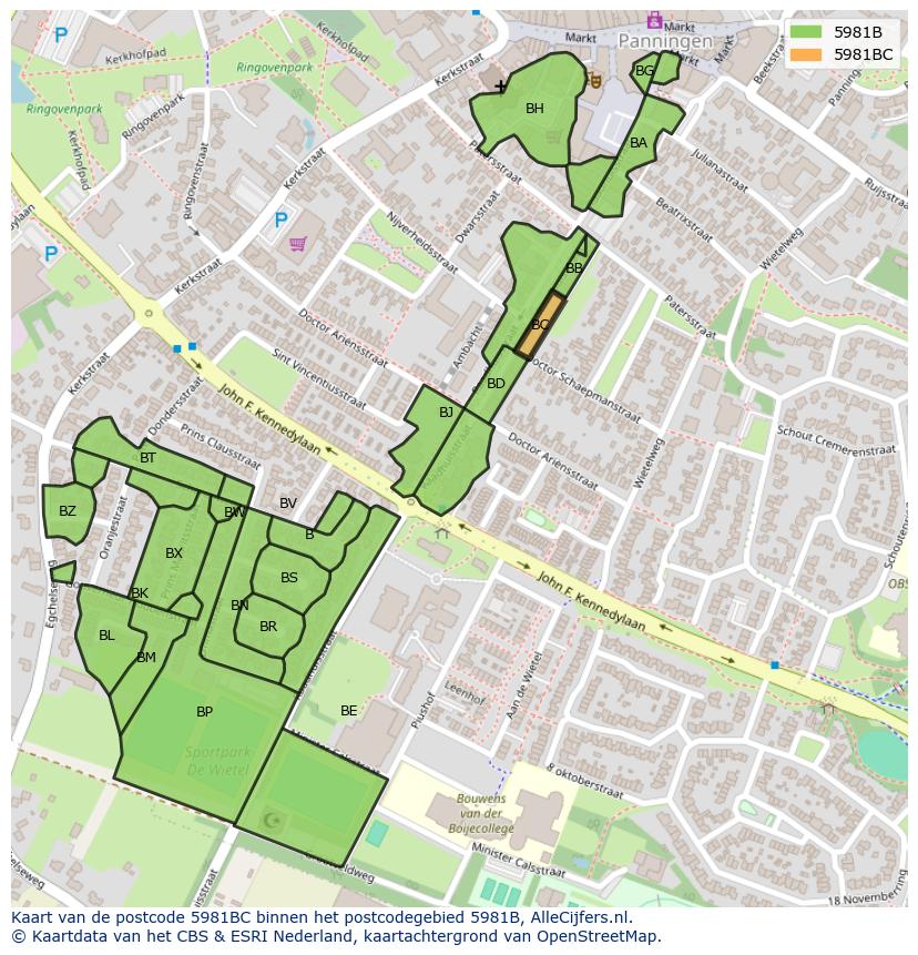 Afbeelding van het postcodegebied 5981 BC op de kaart.