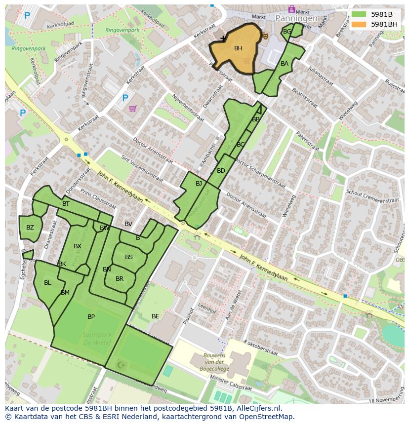 Afbeelding van het postcodegebied 5981 BH op de kaart.