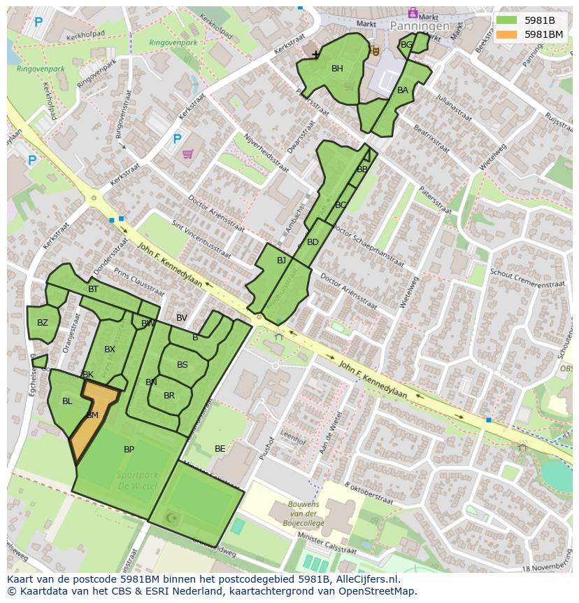 Afbeelding van het postcodegebied 5981 BM op de kaart.