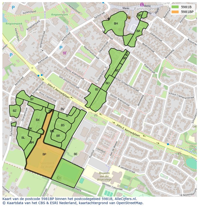 Afbeelding van het postcodegebied 5981 BP op de kaart.