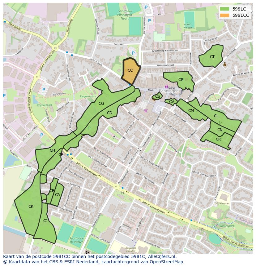 Afbeelding van het postcodegebied 5981 CC op de kaart.