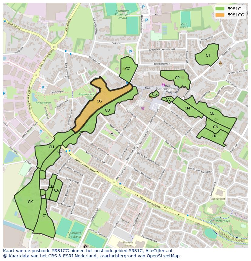 Afbeelding van het postcodegebied 5981 CG op de kaart.