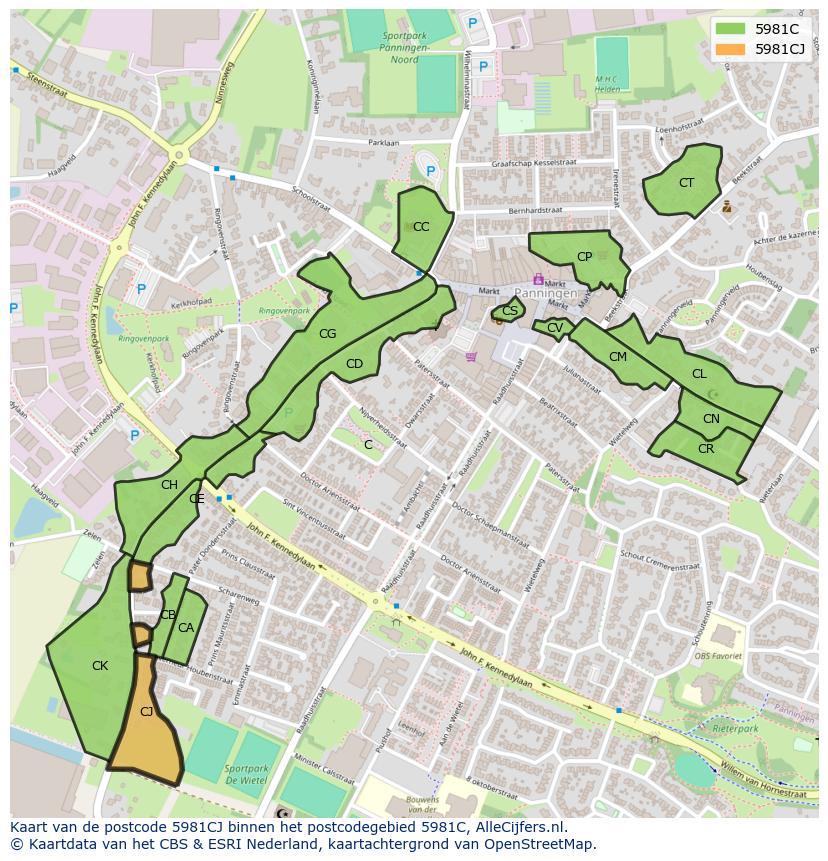 Afbeelding van het postcodegebied 5981 CJ op de kaart.
