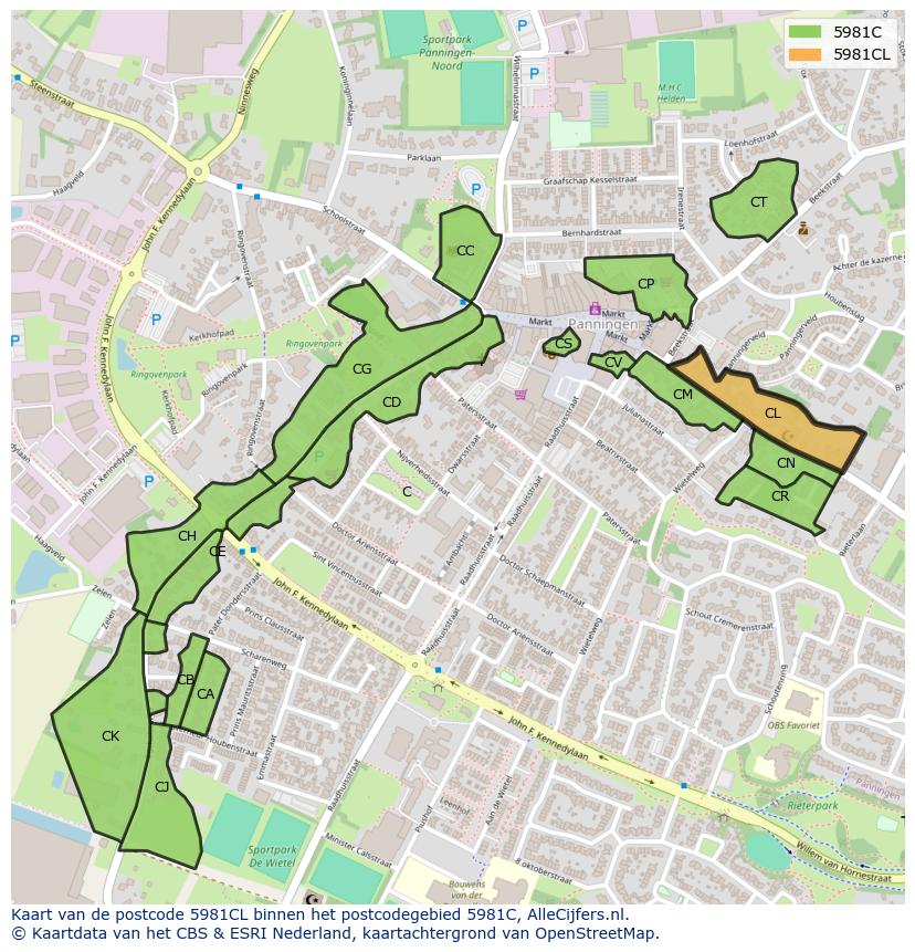 Afbeelding van het postcodegebied 5981 CL op de kaart.
