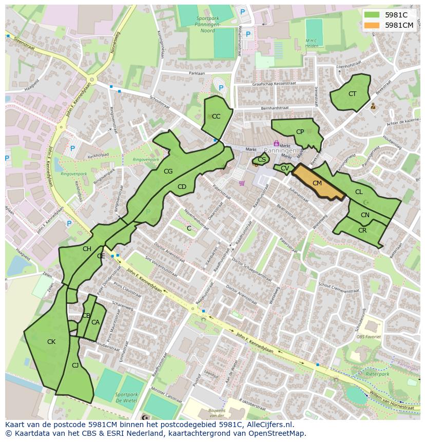 Afbeelding van het postcodegebied 5981 CM op de kaart.