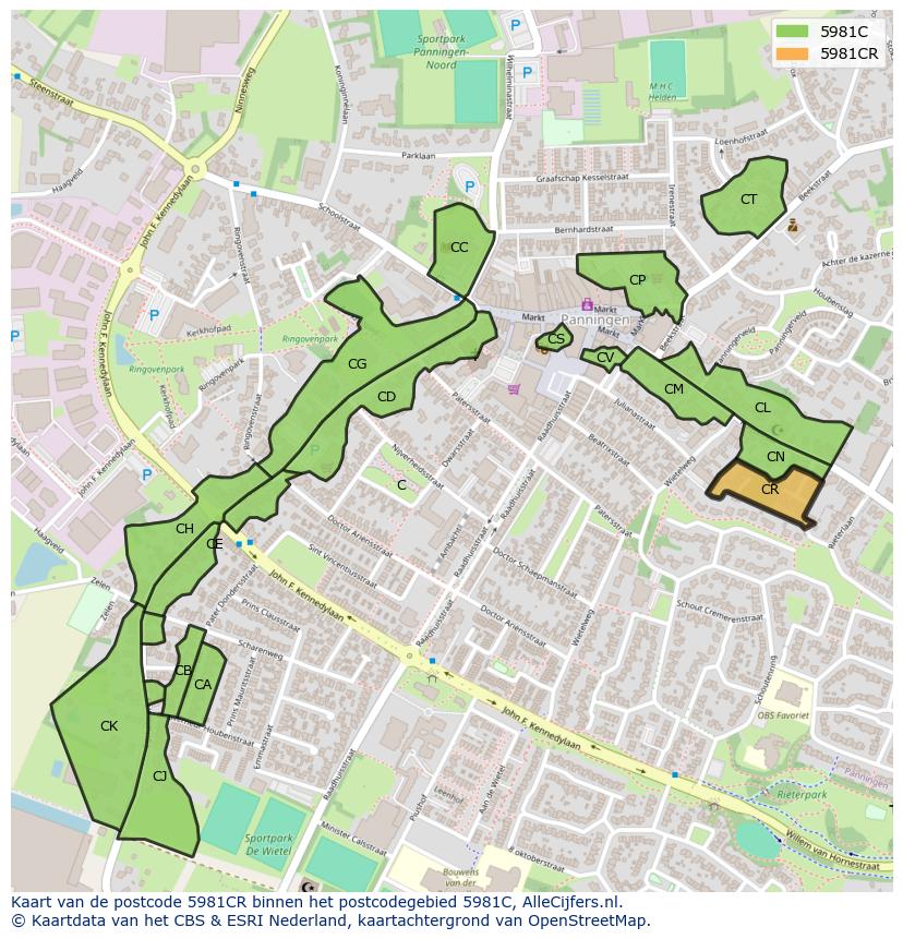 Afbeelding van het postcodegebied 5981 CR op de kaart.