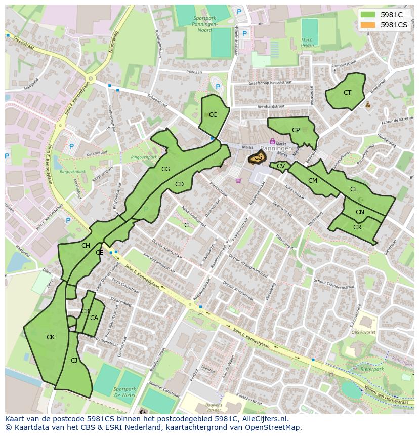 Afbeelding van het postcodegebied 5981 CS op de kaart.