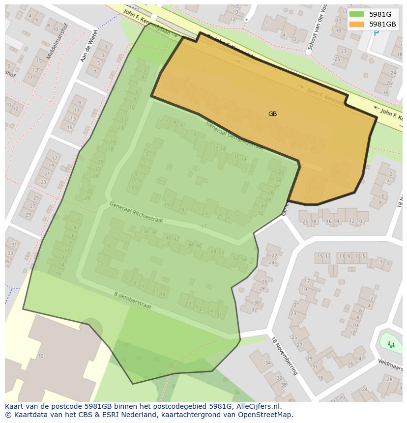Afbeelding van het postcodegebied 5981 GB op de kaart.