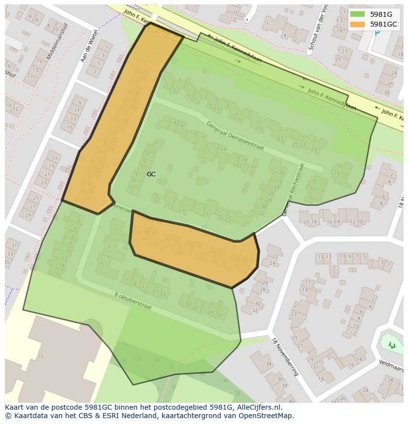 Afbeelding van het postcodegebied 5981 GC op de kaart.