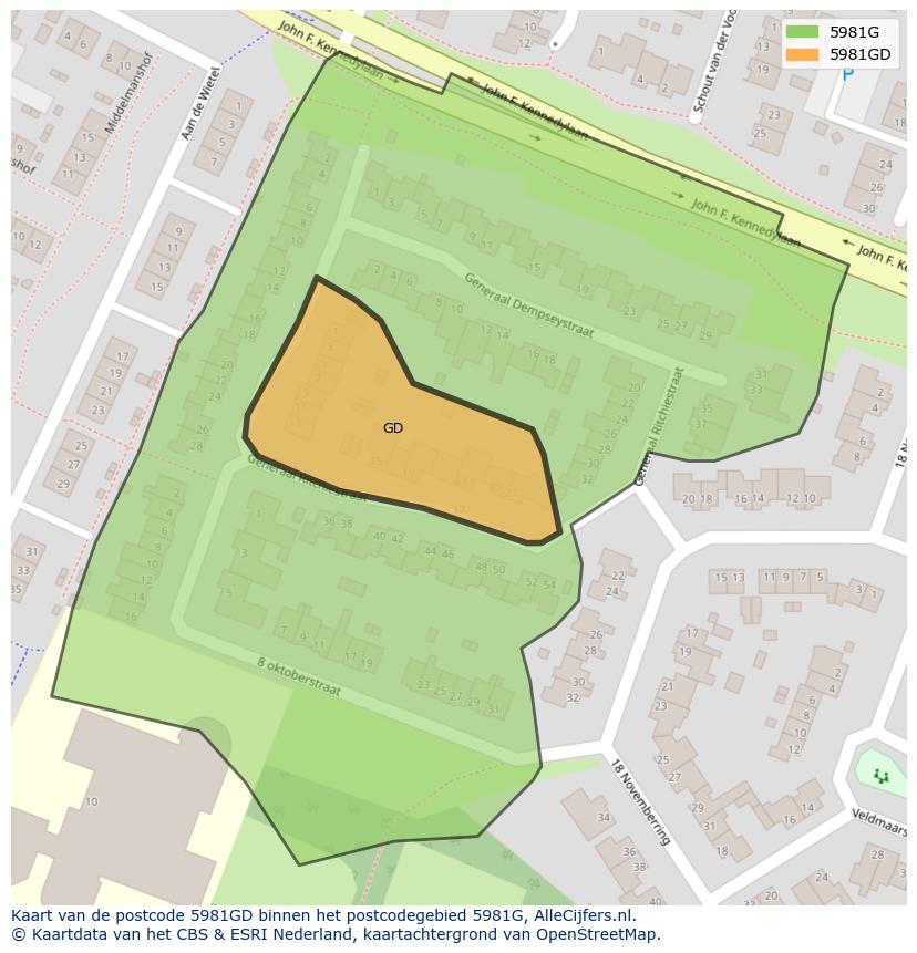 Afbeelding van het postcodegebied 5981 GD op de kaart.