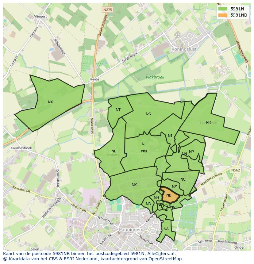 Afbeelding van het postcodegebied 5981 NB op de kaart.