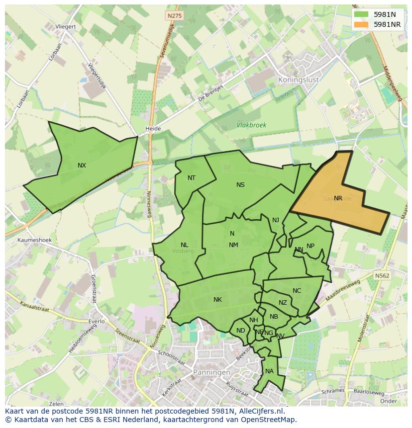 Afbeelding van het postcodegebied 5981 NR op de kaart.
