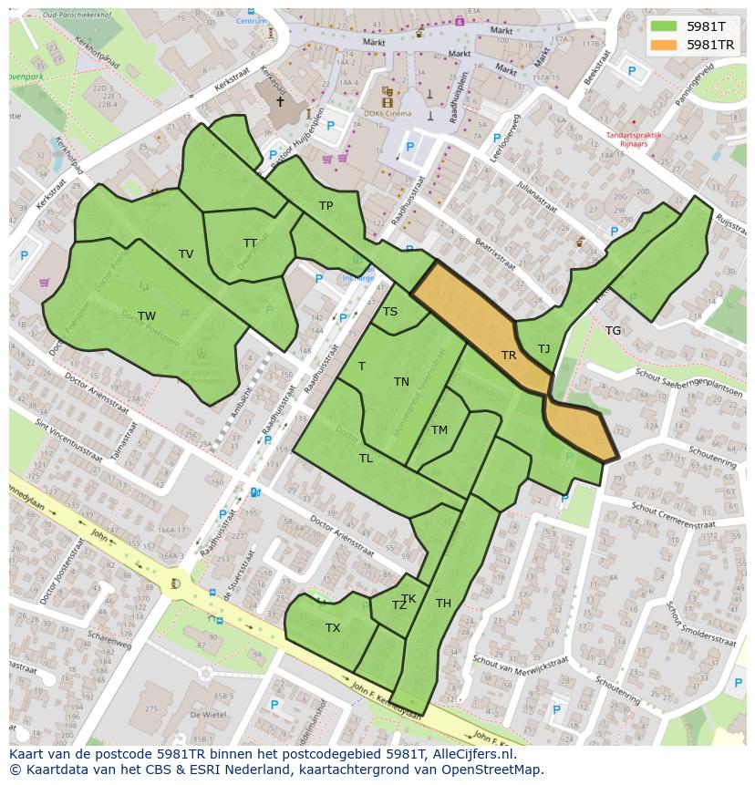 Afbeelding van het postcodegebied 5981 TR op de kaart.