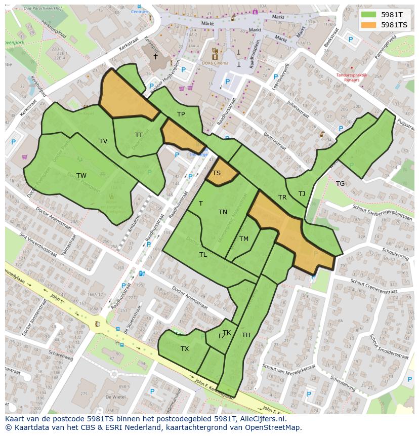 Afbeelding van het postcodegebied 5981 TS op de kaart.