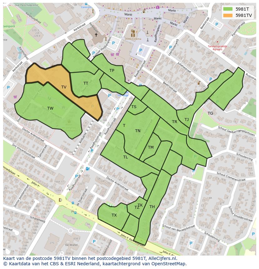 Afbeelding van het postcodegebied 5981 TV op de kaart.