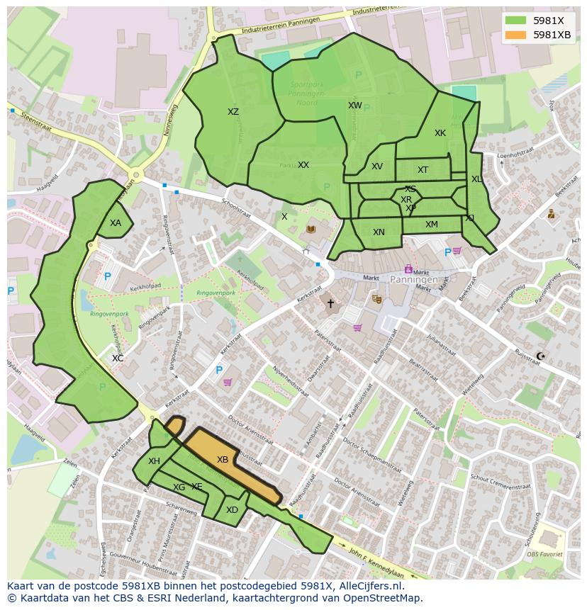 Afbeelding van het postcodegebied 5981 XB op de kaart.