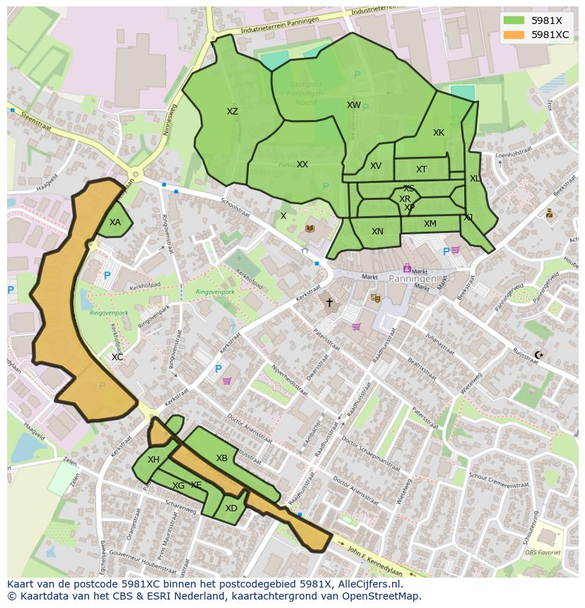 Afbeelding van het postcodegebied 5981 XC op de kaart.