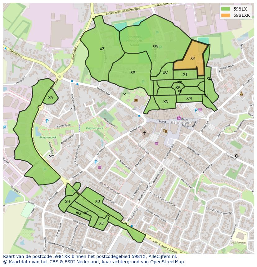 Afbeelding van het postcodegebied 5981 XK op de kaart.