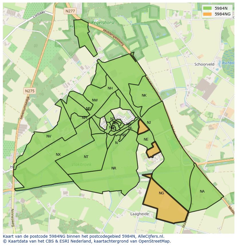 Afbeelding van het postcodegebied 5984 NG op de kaart.
