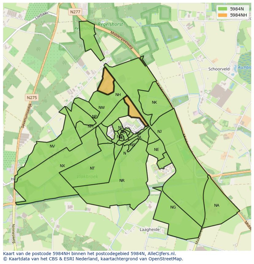 Afbeelding van het postcodegebied 5984 NH op de kaart.