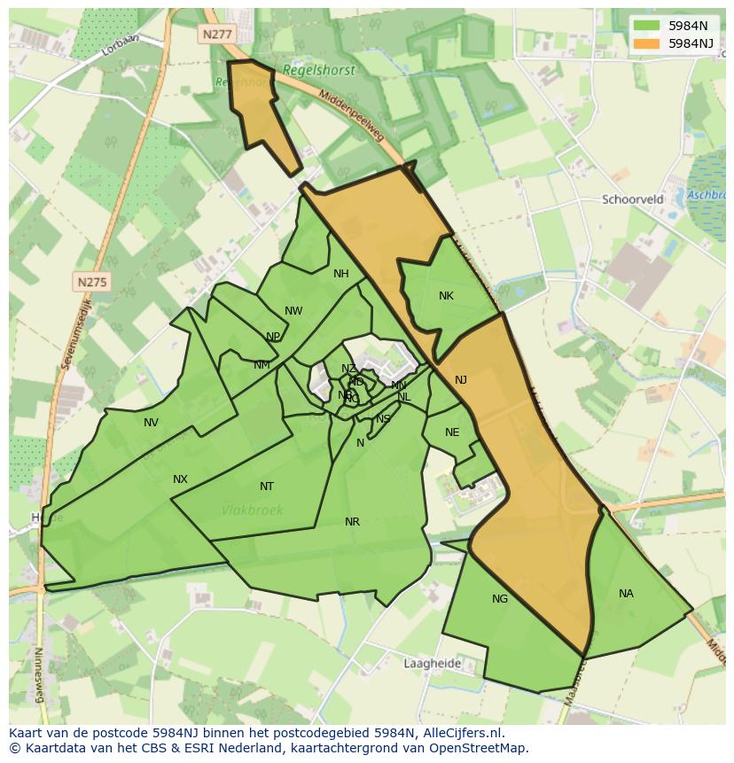 Afbeelding van het postcodegebied 5984 NJ op de kaart.