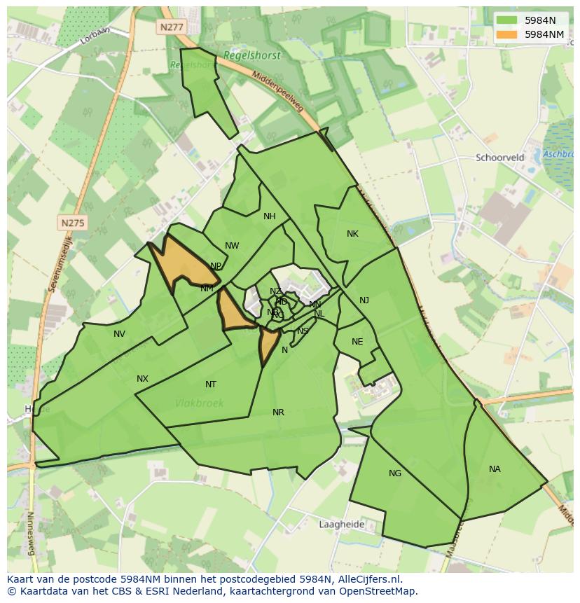Afbeelding van het postcodegebied 5984 NM op de kaart.