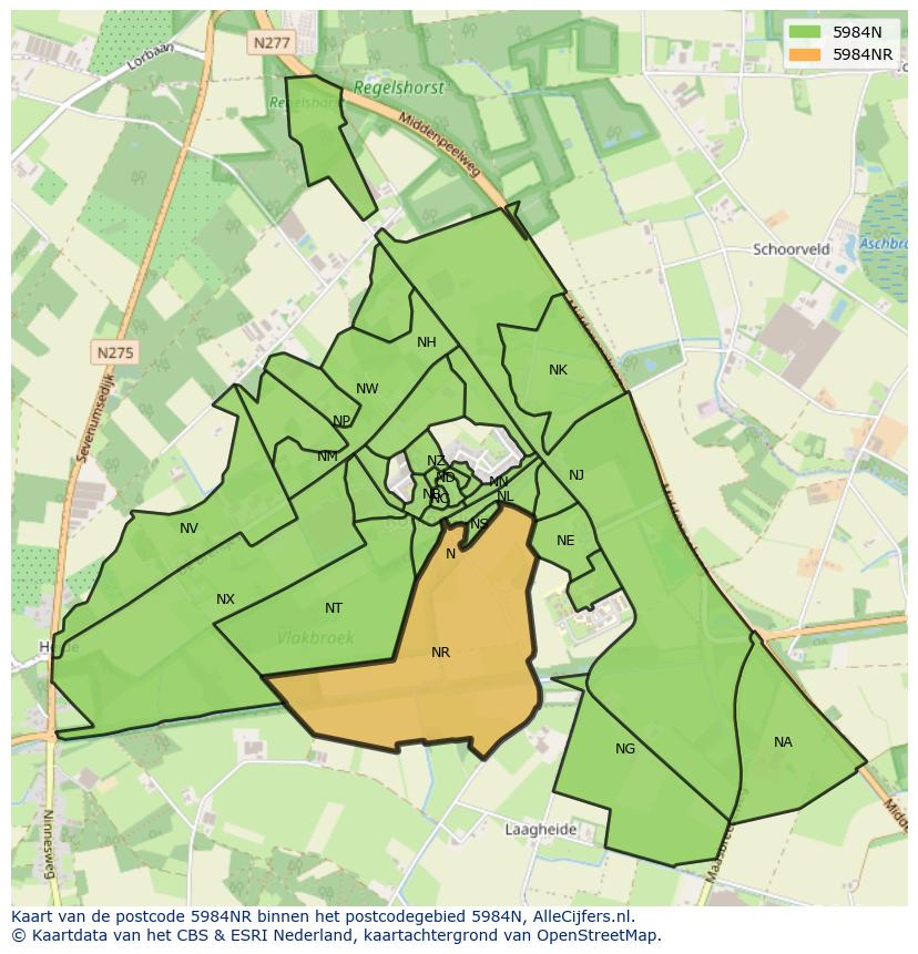 Afbeelding van het postcodegebied 5984 NR op de kaart.