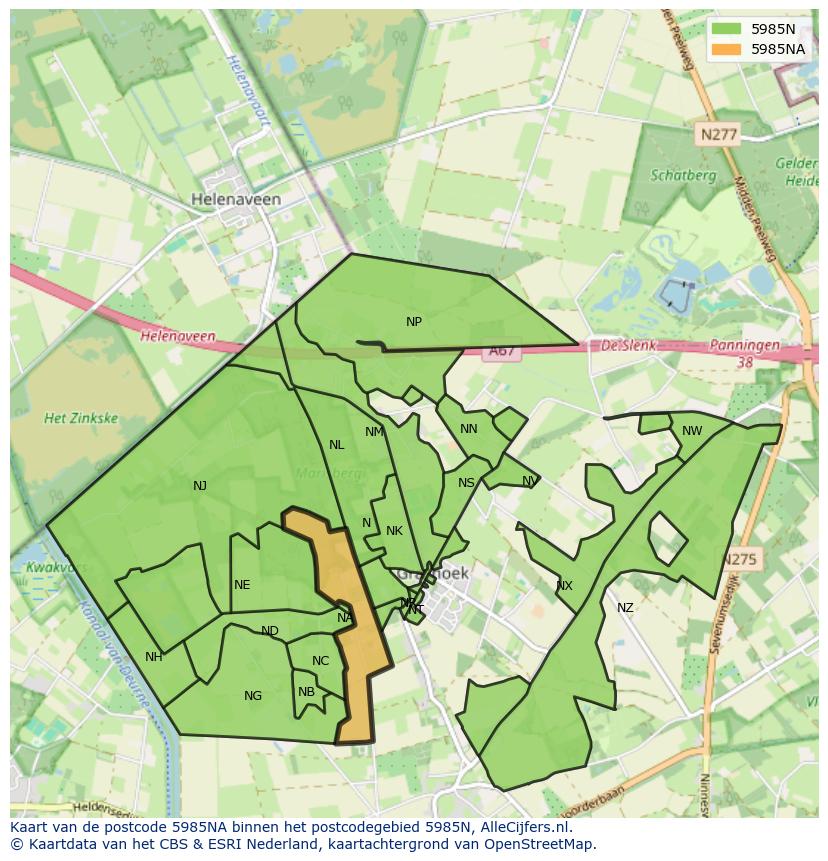 Afbeelding van het postcodegebied 5985 NA op de kaart.