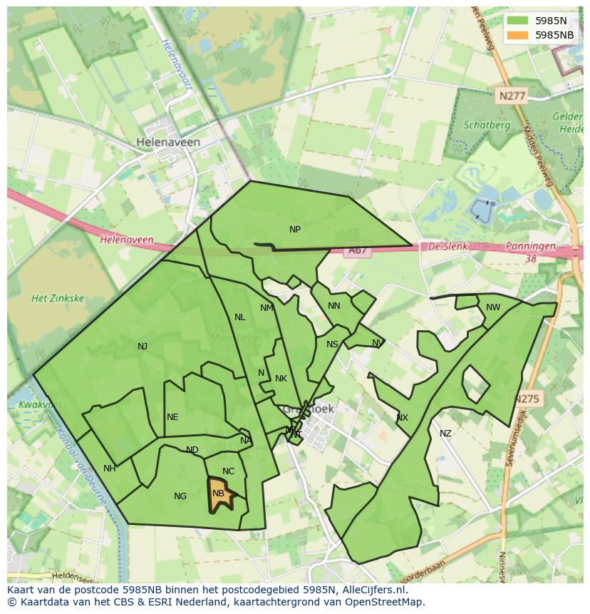 Afbeelding van het postcodegebied 5985 NB op de kaart.