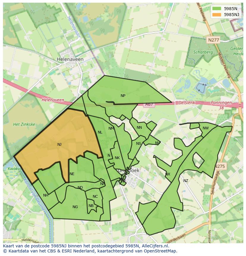 Afbeelding van het postcodegebied 5985 NJ op de kaart.