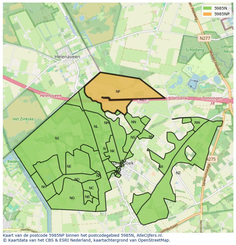 Afbeelding van het postcodegebied 5985 NP op de kaart.