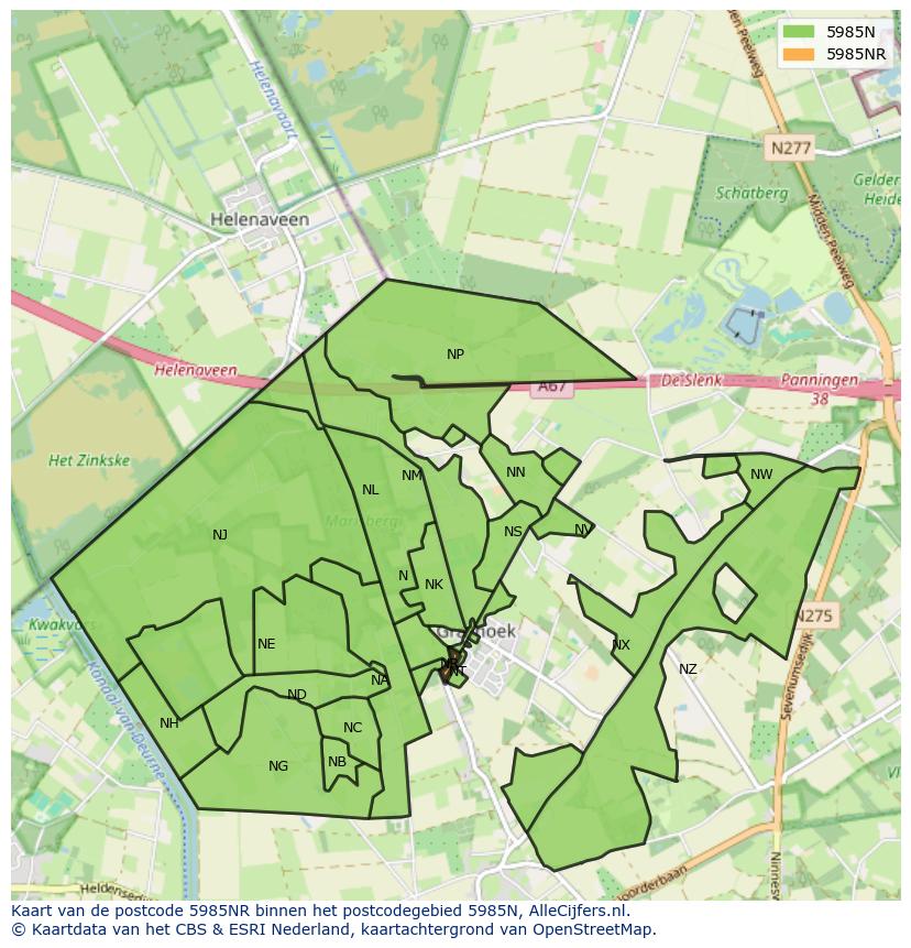Afbeelding van het postcodegebied 5985 NR op de kaart.