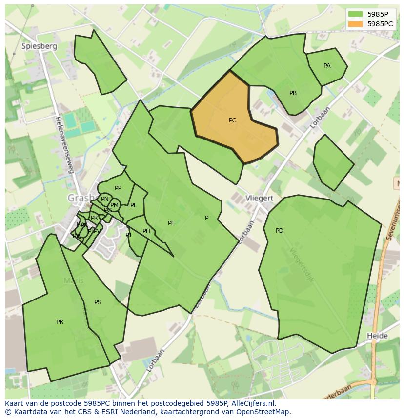 Afbeelding van het postcodegebied 5985 PC op de kaart.
