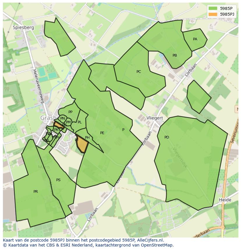 Afbeelding van het postcodegebied 5985 PJ op de kaart.