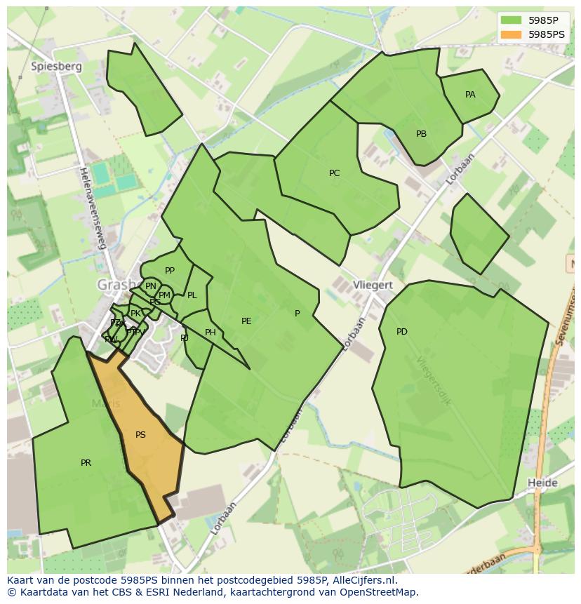 Afbeelding van het postcodegebied 5985 PS op de kaart.