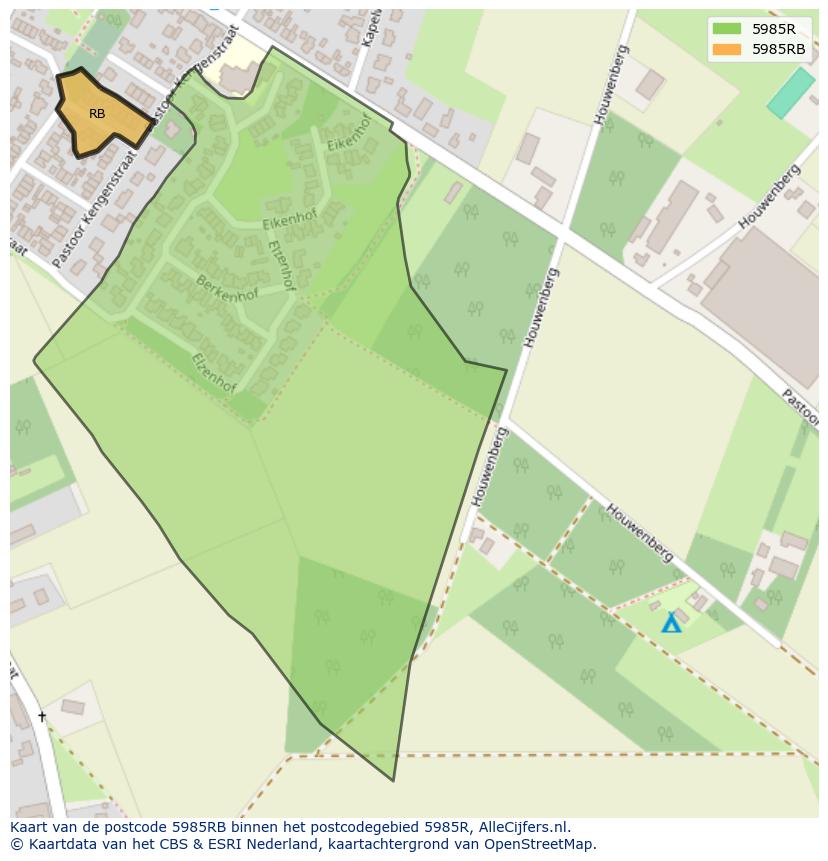 Afbeelding van het postcodegebied 5985 RB op de kaart.