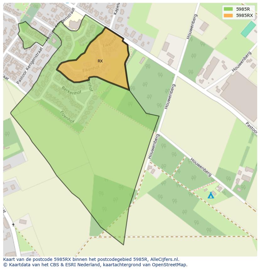 Afbeelding van het postcodegebied 5985 RX op de kaart.