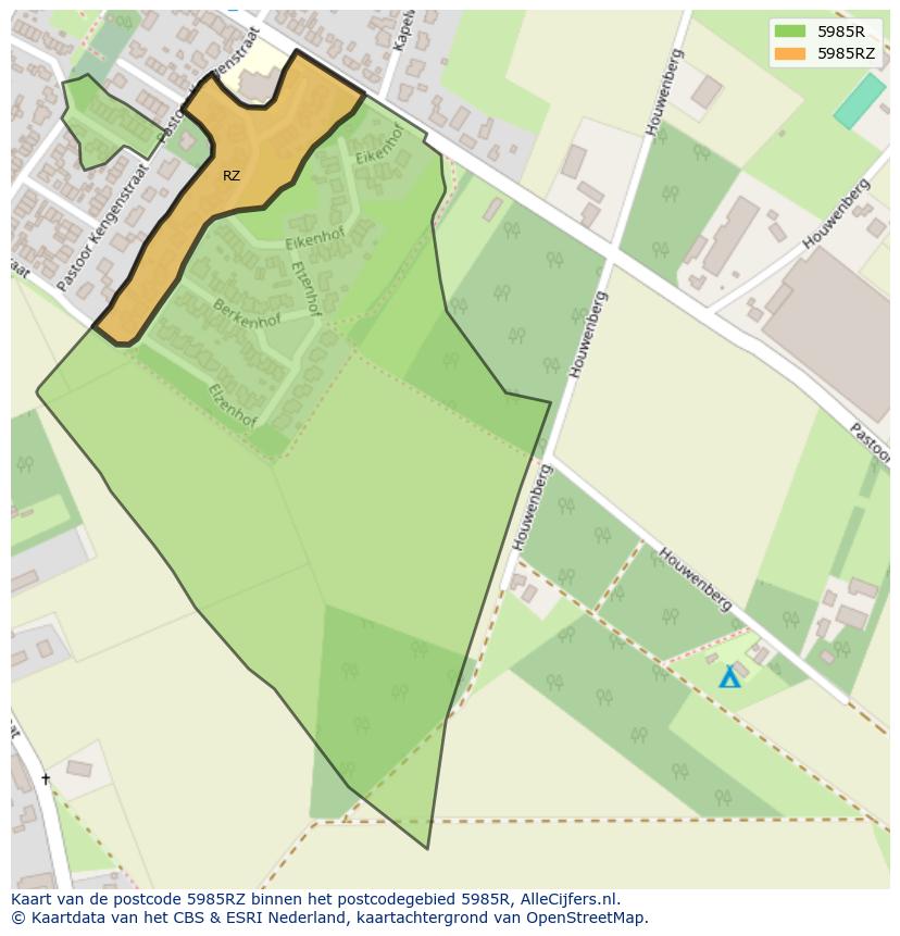 Afbeelding van het postcodegebied 5985 RZ op de kaart.
