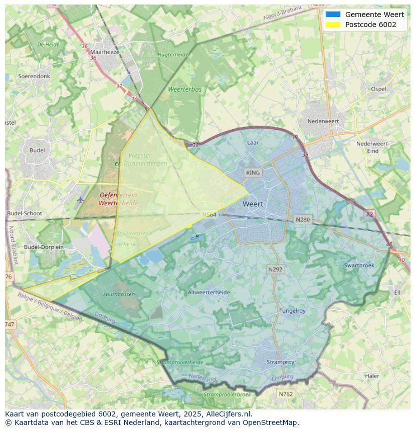 Afbeelding van het postcodegebied 6002 op de kaart.