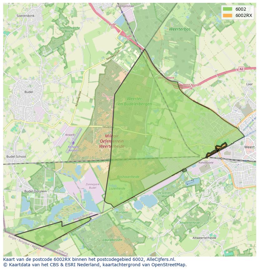 Afbeelding van het postcodegebied 6002 RX op de kaart.