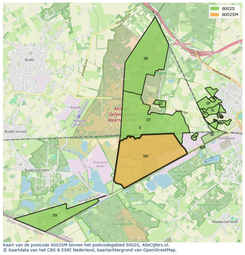 Afbeelding van het postcodegebied 6002 SM op de kaart.