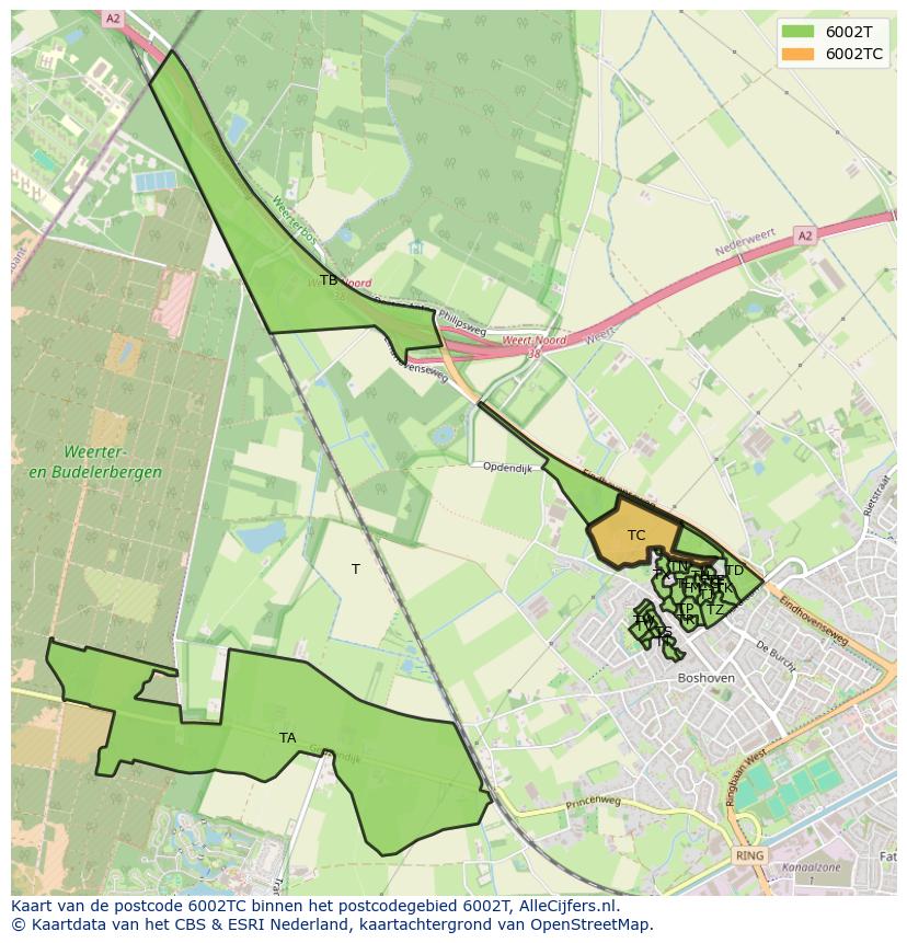 Afbeelding van het postcodegebied 6002 TC op de kaart.