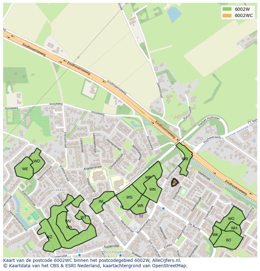 Afbeelding van het postcodegebied 6002 WC op de kaart.