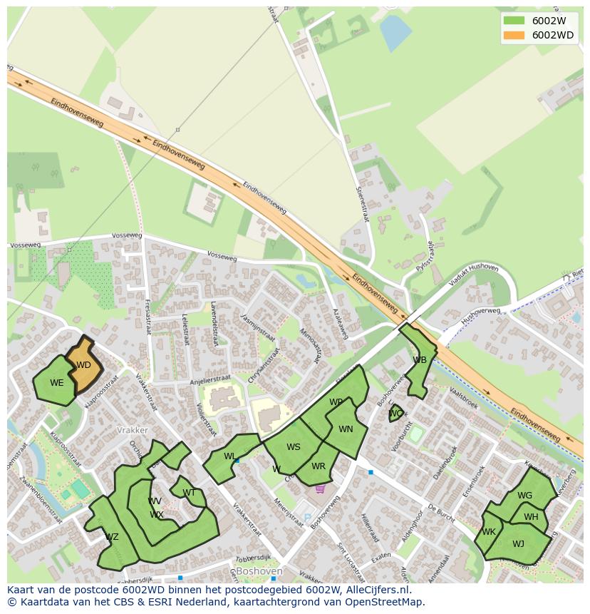 Afbeelding van het postcodegebied 6002 WD op de kaart.
