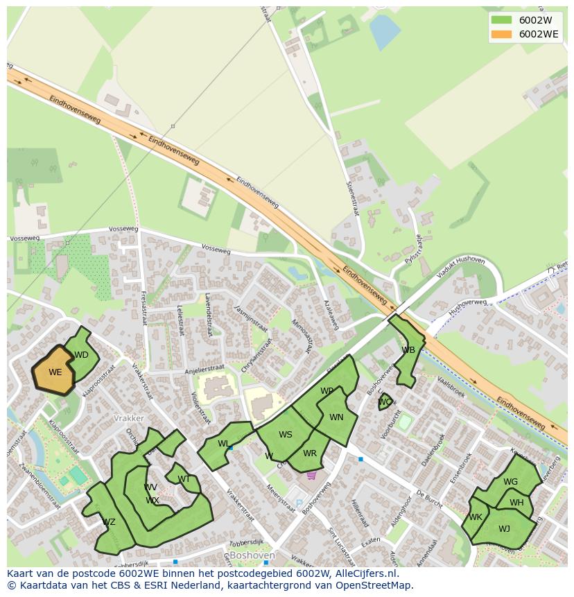 Afbeelding van het postcodegebied 6002 WE op de kaart.