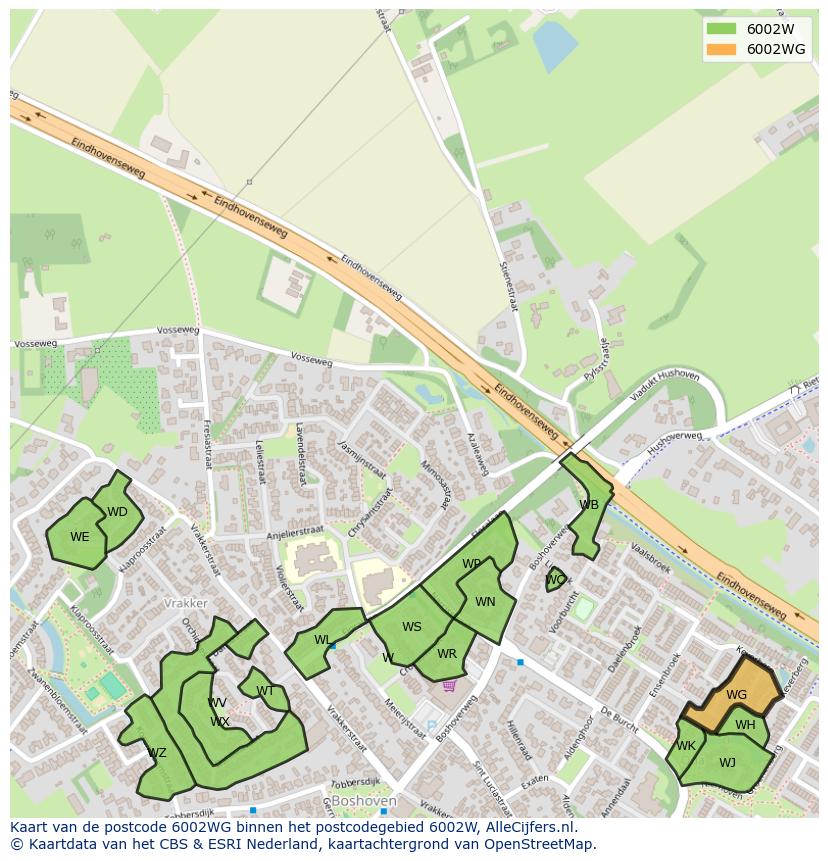 Afbeelding van het postcodegebied 6002 WG op de kaart.
