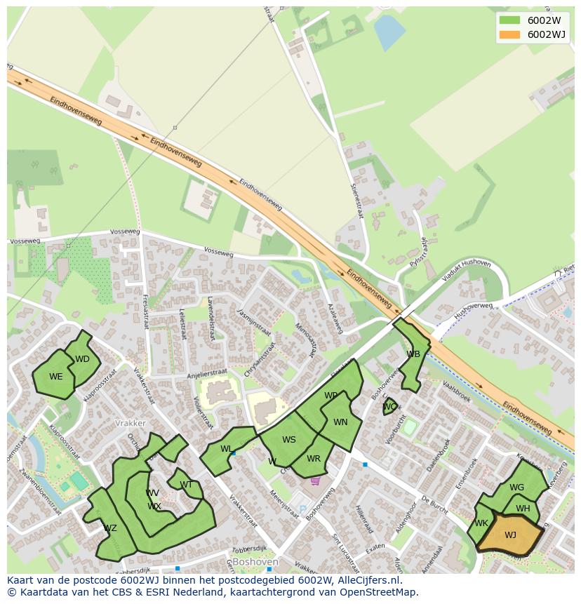 Afbeelding van het postcodegebied 6002 WJ op de kaart.