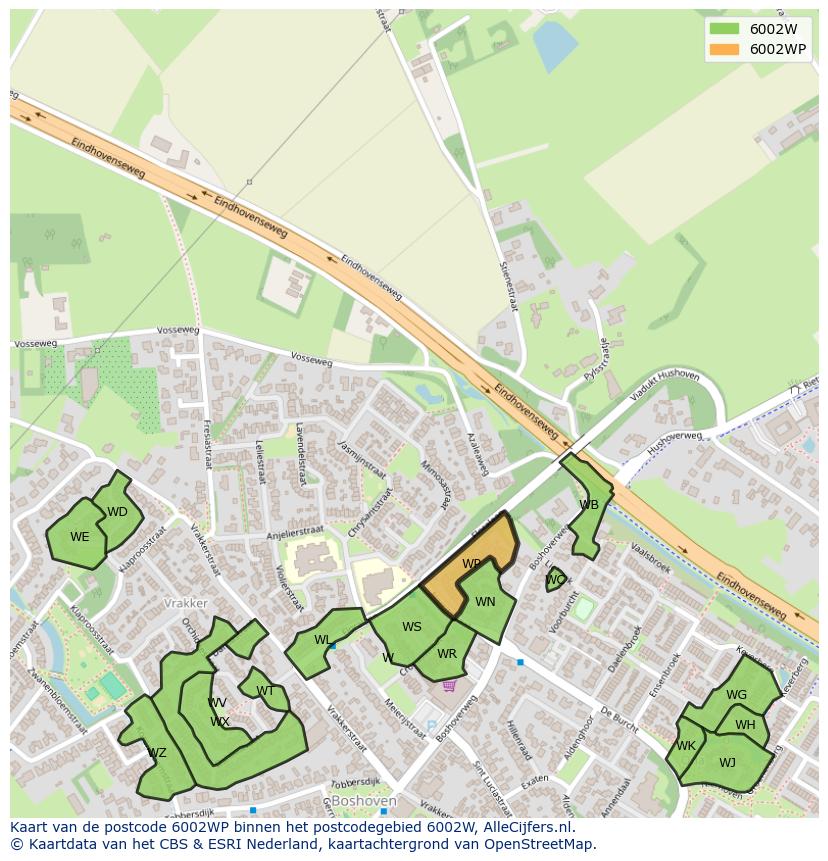Afbeelding van het postcodegebied 6002 WP op de kaart.