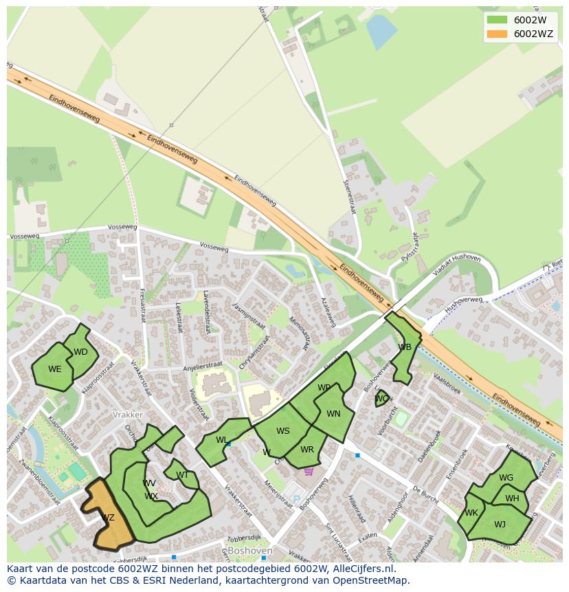 Afbeelding van het postcodegebied 6002 WZ op de kaart.