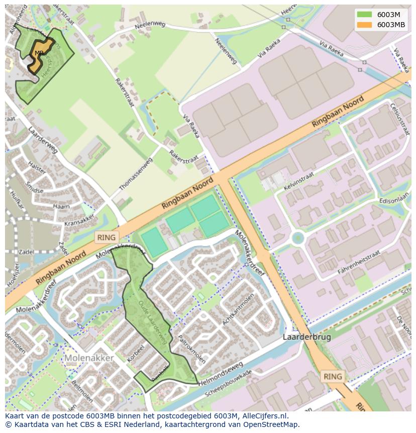 Afbeelding van het postcodegebied 6003 MB op de kaart.